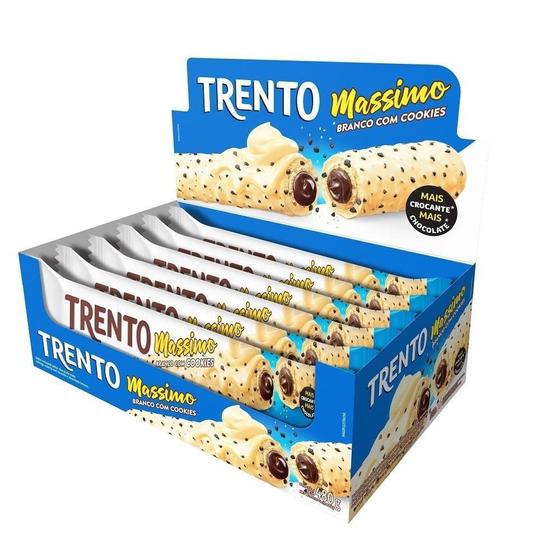 Chocolate Trento Wafer Massimo Branco com Cookies 30g - Embalagem com 16 Unidades Menor preço em Chocolate Trento Wafer Massimo Branco com Cookies 30g - Embalagem com 16 Unidades