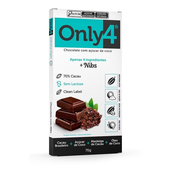 Imagem de Chocolate Vegano Nibs de Cacau Only4 - 70g