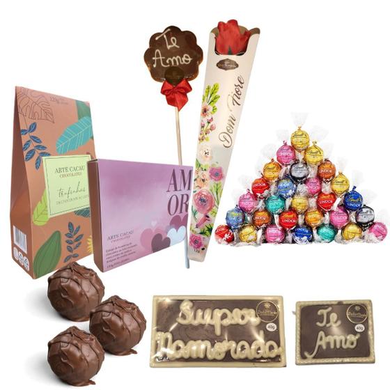 Chocolates e Trufas Lindt Presente Dia dos Namorados Lindt, Dom bombom, Arte Cacau Bombom