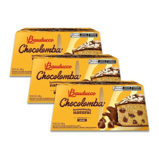 Imagem de Chocolomba Bauducco Gotas De Chocolate Kit 3 Colombas 400G