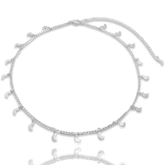 Imagem de Choker Colar Lua Lisa Banhado a Prata Semijoia