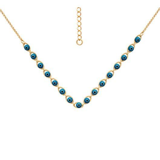 Imagem de Choker com 16 olhos gregos azul