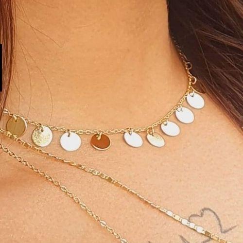 Imagem de Choker com Pingentes Redondos Delicados Folhado a Ouro 18k