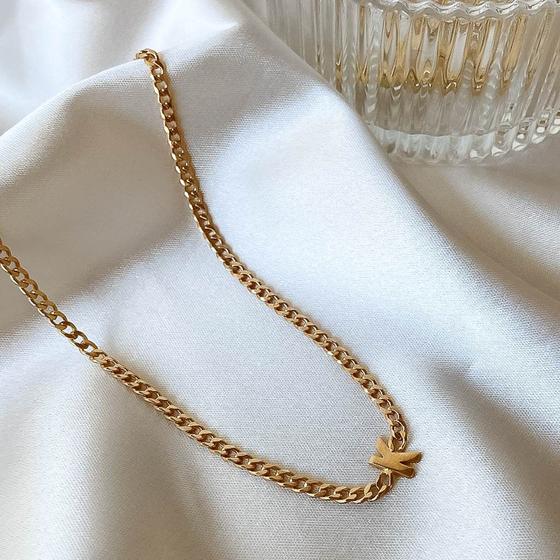 Imagem de Choker corrente elos e letra lisa banhada a ouro 18k