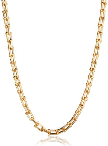 Imagem de Choker Corrente Inspiração com Elos Entrelaçados com Extensor Banhado a Ouro 18k