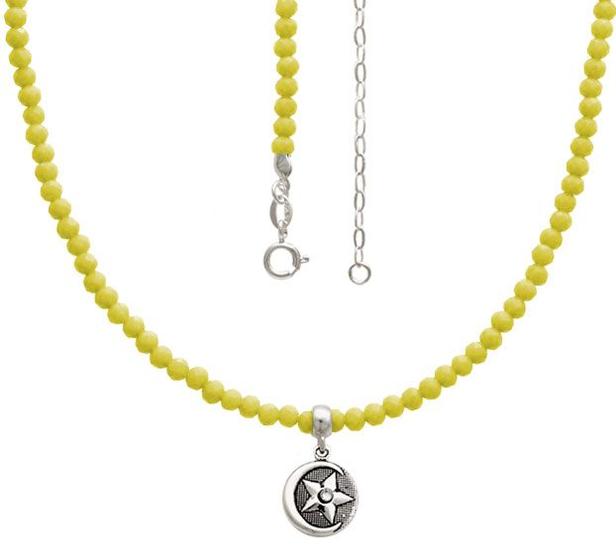 Imagem de Choker De Prata Com Cristais Amarelo Com Lua e Estrela Envelhecida