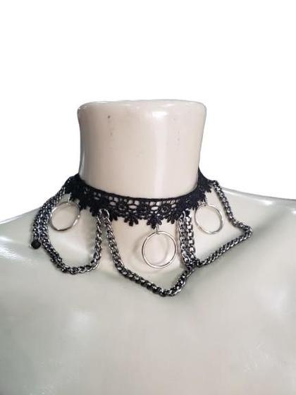 Imagem de Choker de Renda com Argolas BlackMoon