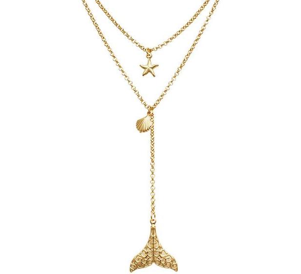 Imagem de Choker dupla com estrela concha e rabo de baleia