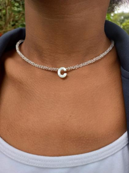 Imagem de Choker em prata com cristal e madrepérola