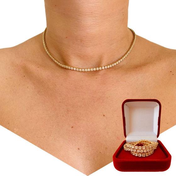 Imagem de Choker Gargantilha Zircônias Riviera Folheada a Ouro 18k