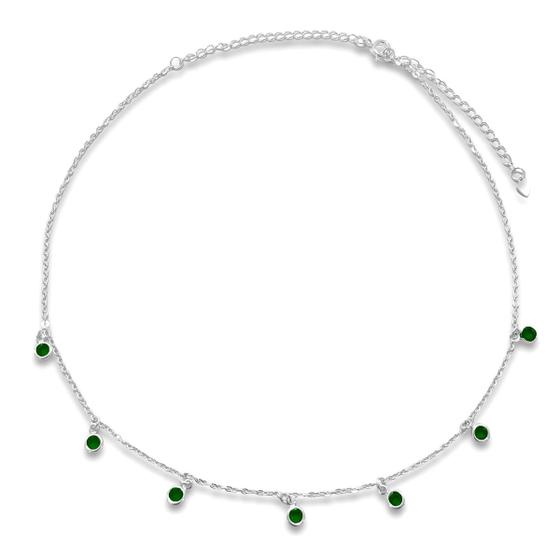 Imagem de Choker Pedra Verde Esmeralda Banhada Prata Semijoia