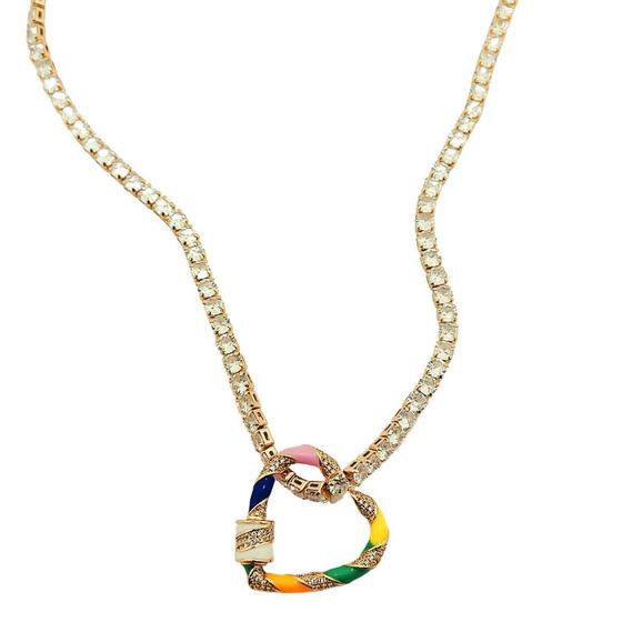 Imagem de Choker Riviera com pingente coração cravejado de pedra zircônia banhado em ouro 18k