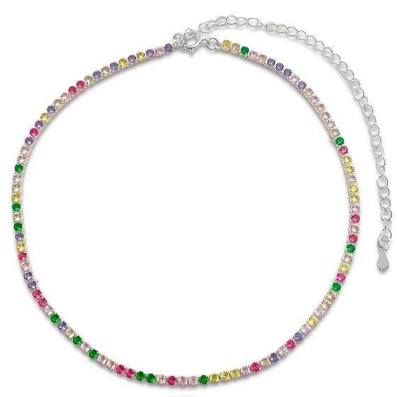 Imagem de Choker Riviera Zircônias Coloridas Cravejadas Banhada a Prata