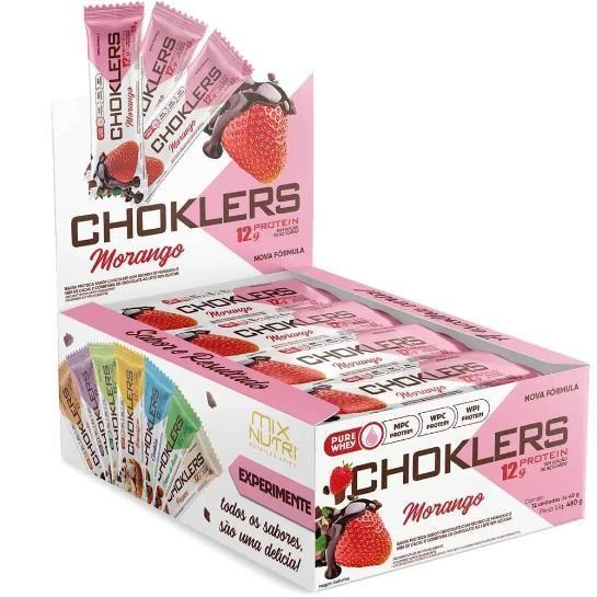 Choklers morango com nibs de cacau 40g - display 12un - MIX NUTRI Imagem de Choklers morango com nibs de cacau 40g - display 12un