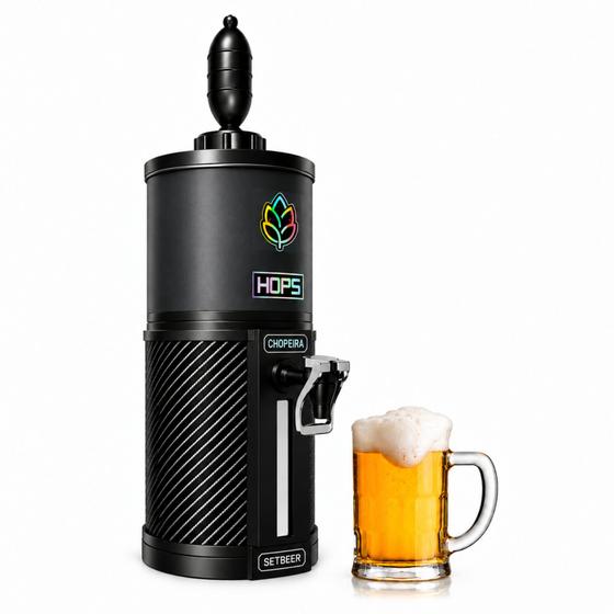 Chopeira Portátil 2,8 Litros Cervejeira Refrigerada Gelo Torre Chopp - Preto