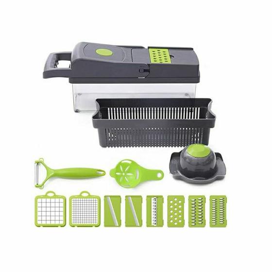 Imagem de Chopper vegetal manual, Gadgets de cozinha, Chopper alimentos, Cortador de cebola, Fatiador vegetal, 14 em 1