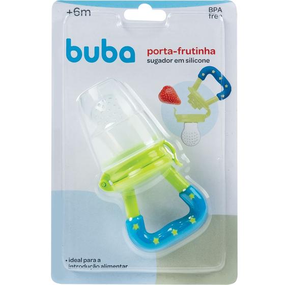 Imagem de Chupeta Alimentadora Silicone Macio Bebe Porta Frutinha Sugador Introdução Alimentar Azul Buba