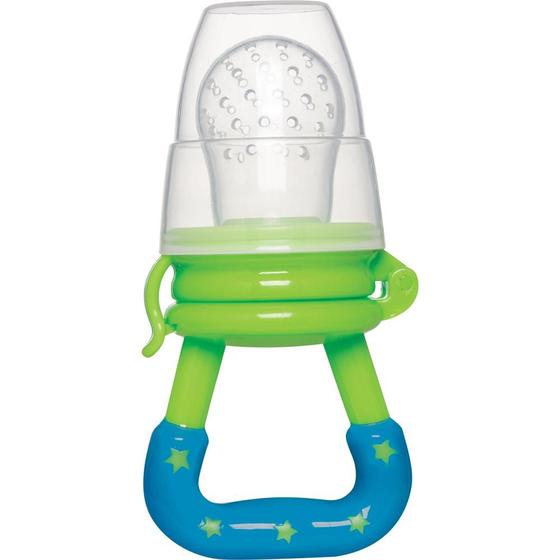 Imagem de Chupeta Alimentadora Silicone Macio Bebe Porta Frutinha Sugador Introdução Alimentar Azul Rosa Buba