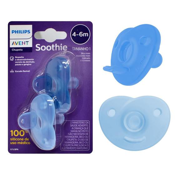 Imagem de Chupeta Avent Soothie Silicone Azul Menino 4 A 6 Meses - Philips Avent