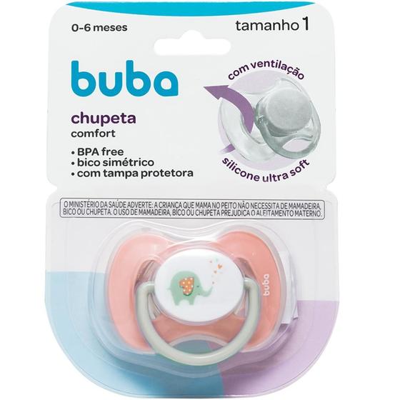 Imagem de Chupeta Buba Comfort Ultra Soft Ventilação Tam 1 Com Tampa Protetora* de Bico Silicone Para Bebê 0-6 meses