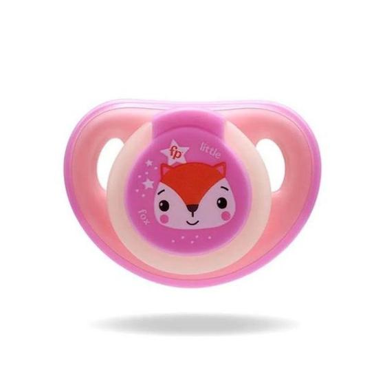 Imagem de Chupeta Glow Brilha no Escuro Fisher Price Rosa Raposa 6 a 18 meses com Estojo