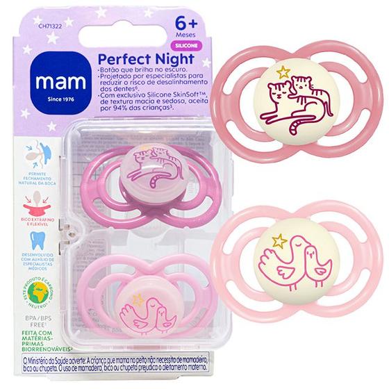 Imagem de Chupeta MAM Bico Perfect Night 6+ Meses Brilha No Escuro Menino Menina - Mam