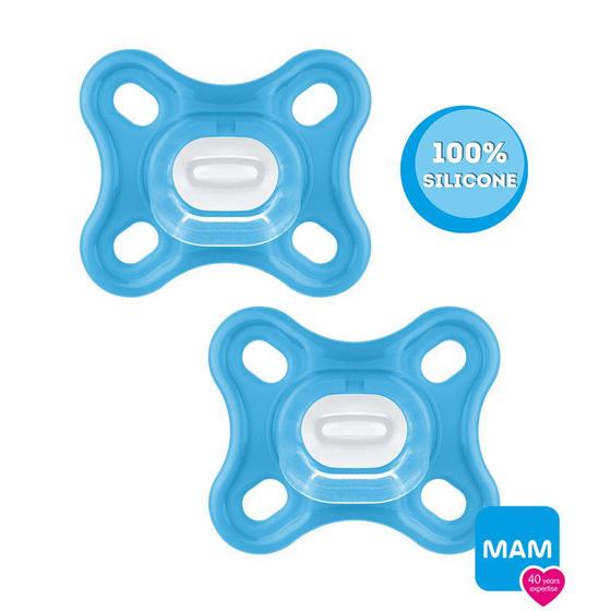 Imagem de Chupeta Mam Comfort Dupla azul 0-2 meses recem-nascido 100% silicone 