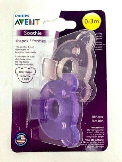 Chupeta Philips Avent Soothie c/2un Bear Ursinho Rosa/Lilás 0-3m Menor preço em Chupeta Philips Avent Soothie c/2un Bear Ursinho Rosa/Lilás 0-3m