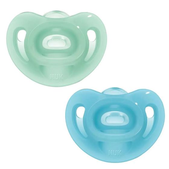 Imagem de Chupeta Sensitive 100% Soft Silicone Verde e Azul  0-6m Tam.1 - NUK