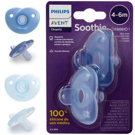 Imagem de Chupeta soothie dupla azul menino - 4-6m - philips avent