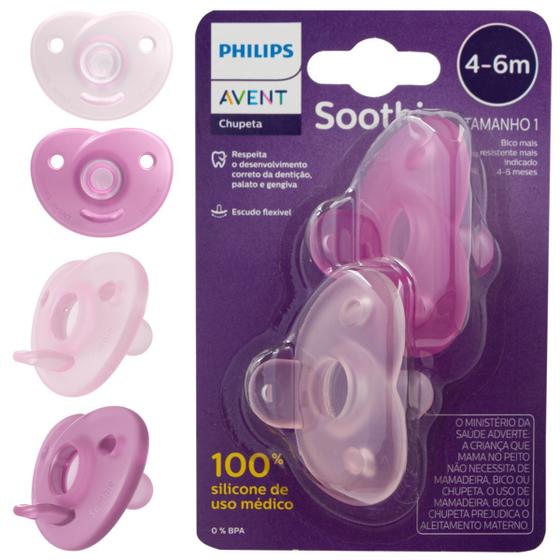 Imagem de Chupeta soothie dupla rosa menina - 4-6m - philips avent