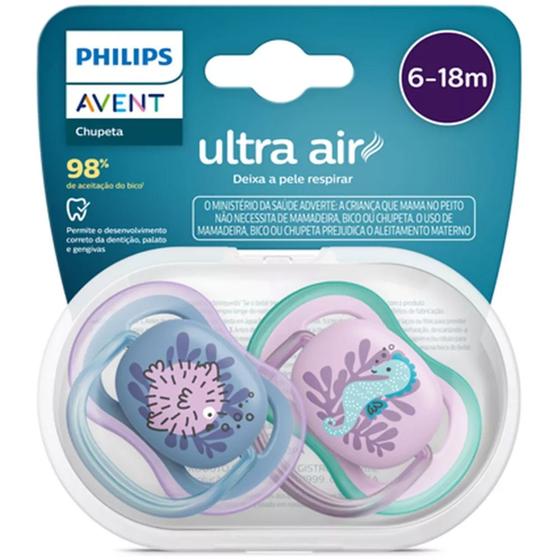 Imagem de Chupeta Ultra Air 6-18m Cavalo Marinho C/2 Philips Avent