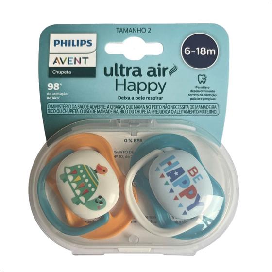 Imagem de Chupeta Ultra Air Dupla Deco Tartaruga  Menino 6-18M bico silicone