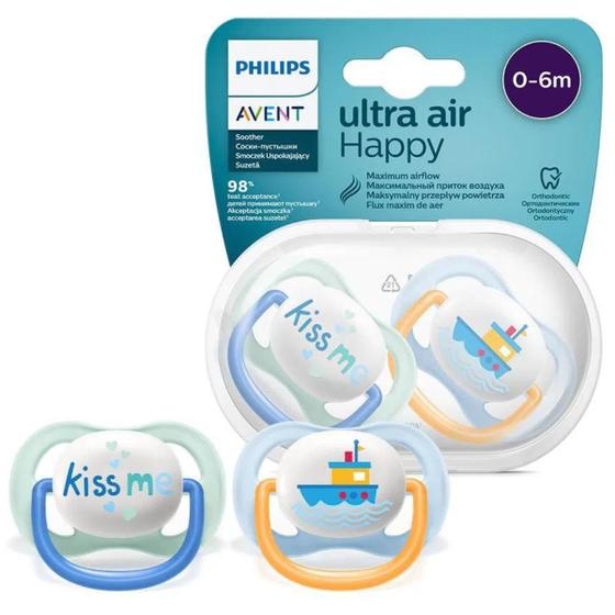 Imagem de Chupeta ultra air dupla navio kiss me - 0-6m - philips avent