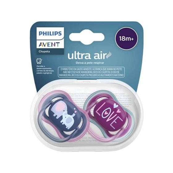 Imagem de Chupetas Ultra Air + 18 Meses Azul E Rosa 2 Unidades Philips