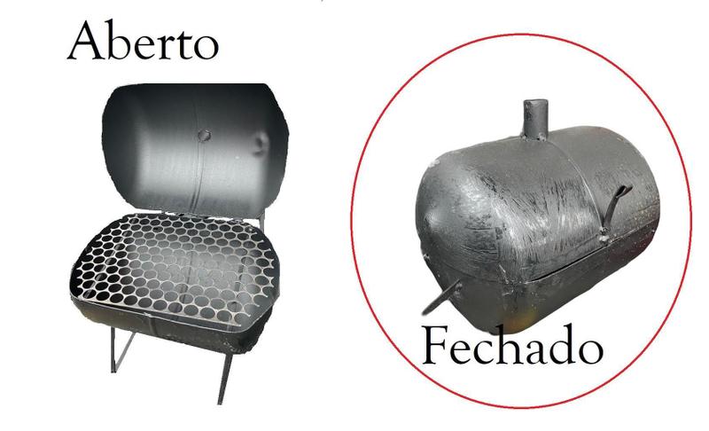 Imagem de Churrasqueira A Bafo Com Gelha A Carvão Portátil Preta