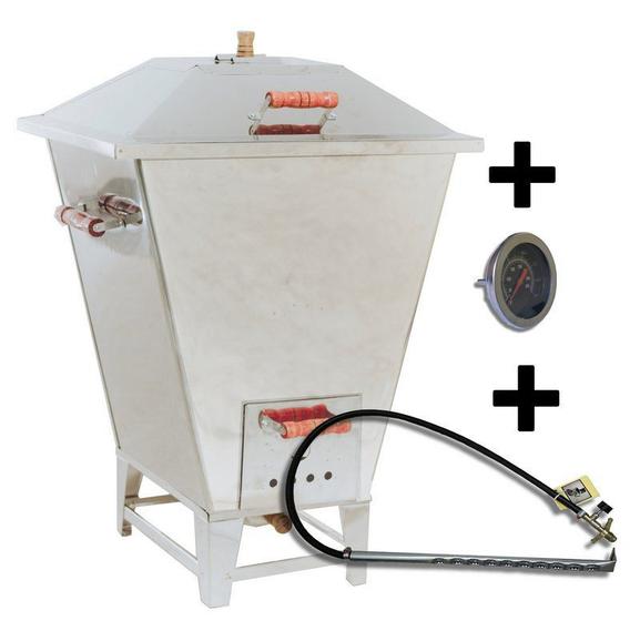 Churrasqueira à Bafo Inox Carvão Grande 20kg + Kit Gás + Termômetro Menor preço em Churrasqueira à Bafo Inox Carvão Grande 20kg + Kit Gás + Termômetro