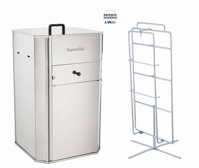 Churrasqueira a carvão inox para costela 20 kg espeto simples Menor preço em Churrasqueira a carvão inox para costela 20 kg espeto simples
