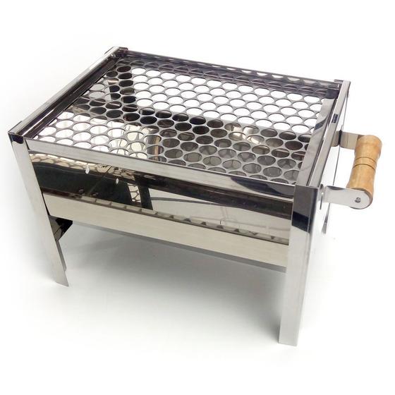 Churrasqueira a Carvão Portátil em Aço Inox com Pé Fixo Mini - BELTEMPO ...