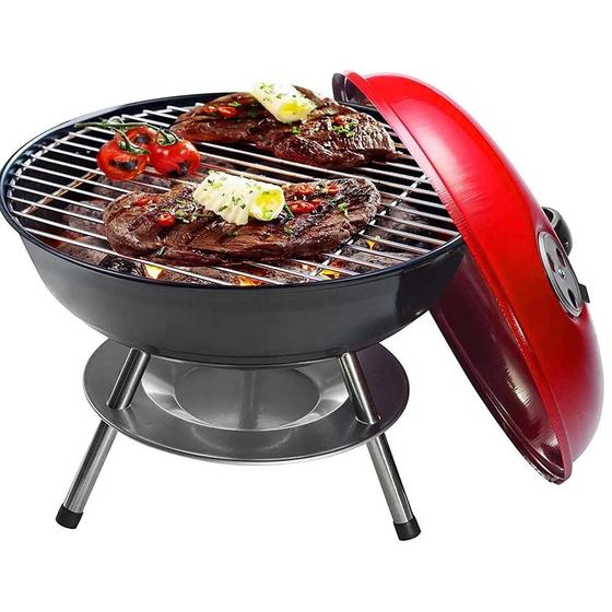 Imagem de Churrasqueira bafo dobrável mini portátil carvão mesa premium praia jardim