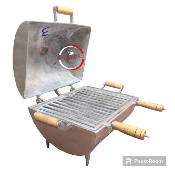 Imagem de Churrasqueira de alumínio batido/tamanho M + linha PREMIUM