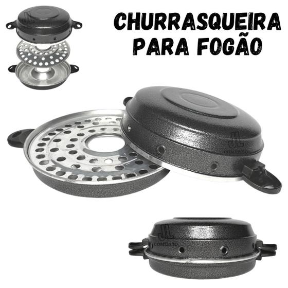 Imagem de Churrasqueira De Fogão Com Grelha Para Churrasco Pães Grelhados