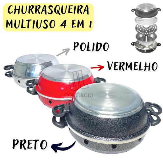 Imagem de Churrasqueira de Fogão Grill Alumínio Churrasqueira Multiuso Vigorosa Para Fogão 4 Em 1 N30 Tacho Bolo Pão Pizza Grelhados