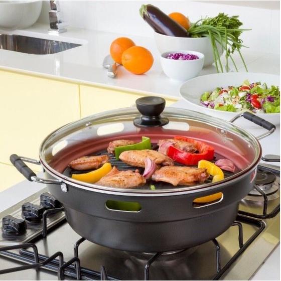 Churrasqueira de Fogão Sem Fumaça Sem Carvão Ecológica Grill Oriental Original Guassu Panela Saudável P/ Apartamento Portátil Gourmet Assadeira Boca Menor preço em Churrasqueira de Fogão Sem Fumaça Sem Carvão Ecológica Grill Oriental Original Guassu Panela Saudável P/ Apartamento Portátil Gourmet Assadeira Boca