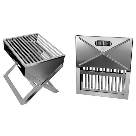Churrasqueira De Inox Dobrável Portátil A Carvão - Maleta Menor preço em Churrasqueira De Inox Dobrável Portátil A Carvão - Maleta