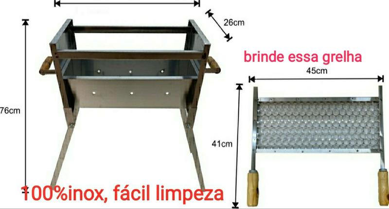 Imagem de Churrasqueira Dobrável caçamba Portátil Em Aço Inox Com Grelha + Brinde