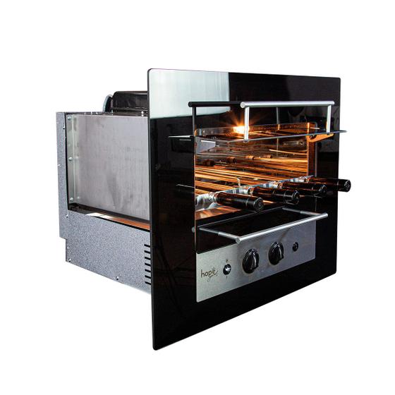 Imagem de Churrasqueira e Forno de Pizza de Embutir Parede Gás GLP  48 x 52 cm Aço Inox - Hope