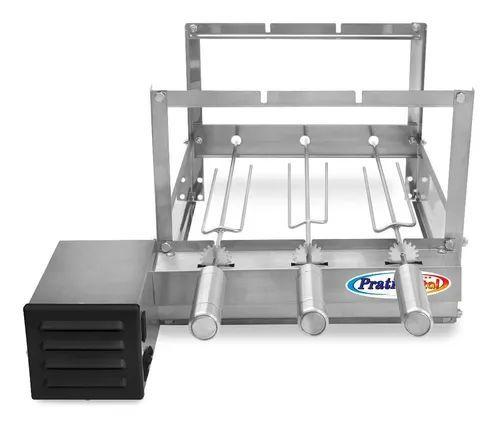 Imagem de Churrasqueira Elétrica Giratória 3 Espetos Rotativa Inox 430 Bivolt Motor WEG