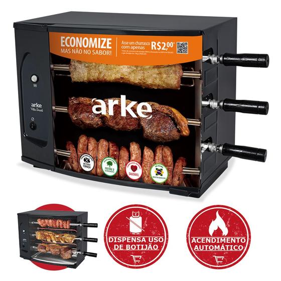 Churrasqueira Elétrica Pequena Apartamento Rotativa Arke 3 Espetos 220v Vitta Smart Menor preço em Churrasqueira Elétrica Pequena Apartamento Rotativa Arke 3 Espetos 220v Vitta Smart