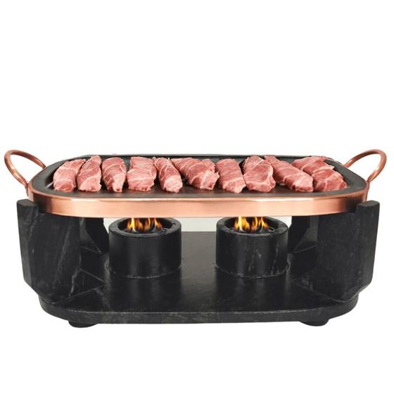 Churrasqueira Fondue de Pedra Sabão 32x20 Chapa Reta